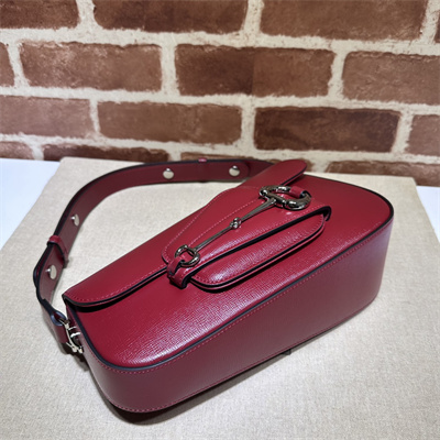 Gu.cci Horsebit 1955 Small Shoulder Bag Burgundy Leather 764155
