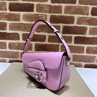 Gu.cci Horsebit 1955 Small Shoulder Bag Pink Leather 764155