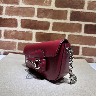 Gu.cci Horsebit 1955 Mini Shoulder Bag Burgundy Leather 774209