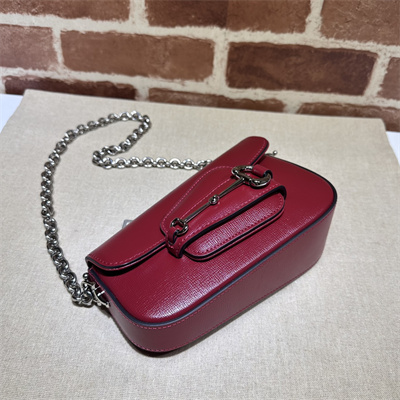 Gu.cci Horsebit 1955 Mini Shoulder Bag Burgundy Leather 774209