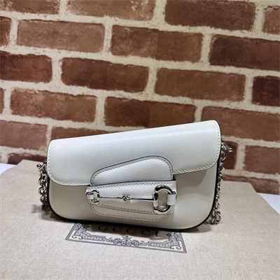 Gu.cci Horsebit 1955 Mini Shoulder Bag White Leather 774209