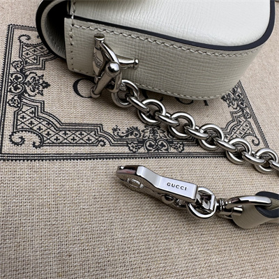 Gu.cci Horsebit 1955 Mini Shoulder Bag White Leather 774209