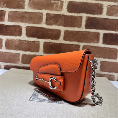 Gu.cci Horsebit 1955 Mini Shoulder Bag Orange Leather 774209
