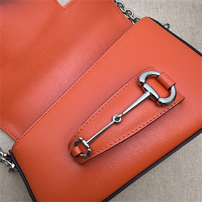Gu.cci Horsebit 1955 Mini Shoulder Bag Orange Leather 774209