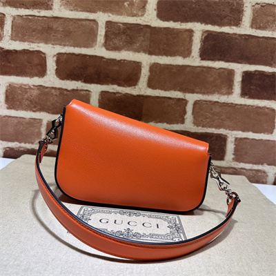 Gu.cci Horsebit 1955 Mini Shoulder Bag Orange Leather 774209