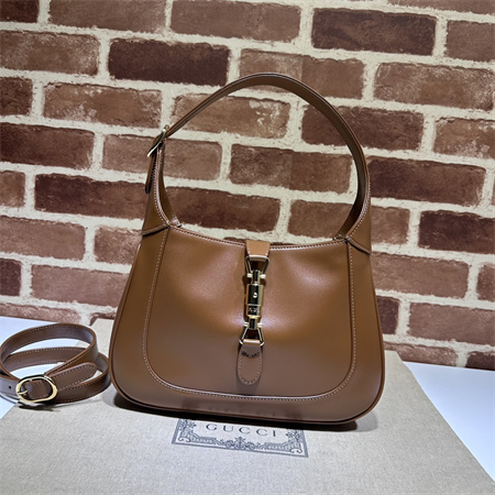 Gu.cci Jackie 1961 Small Shoulder Bag Brown Smooth Leather 636709