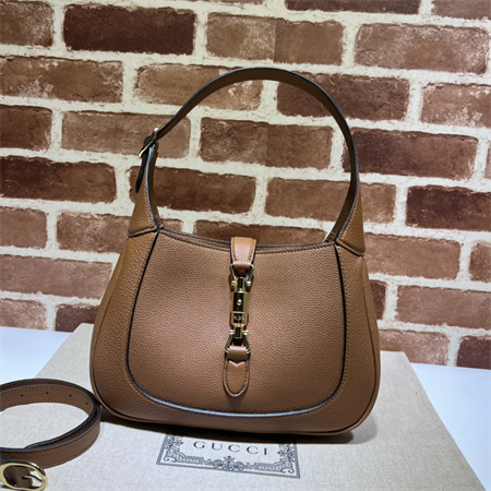 Gu.cci Jackie 1961 Small Shoulder Bag Brown Grained Leather 636709