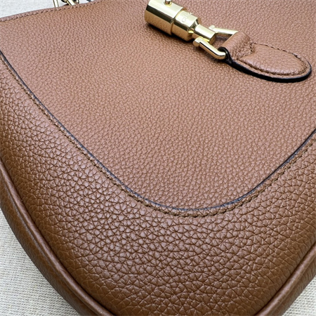 Gu.cci Jackie 1961 Small Shoulder Bag Brown Grained Leather 636709