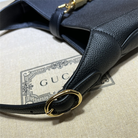 Gu.cci Jackie 1961 Small Shoulder Bag Black Grained Leather 636709