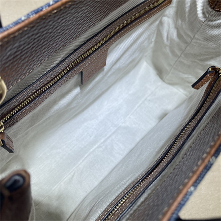 Gu.cci Jackie 1961 Medium Tote Bag Denim Blue&Brown Leather 649016