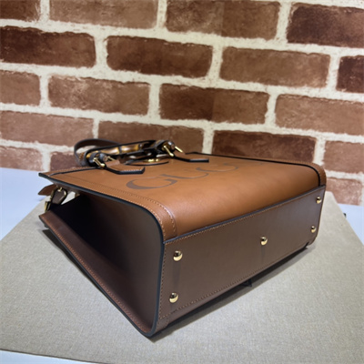 Gu.cci Diana Small Tote Bag Brown Leather With Gucci Printing 660195