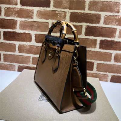 Gu.cci Diana Small Tote Bag Brown Leather 2 Straps 702721