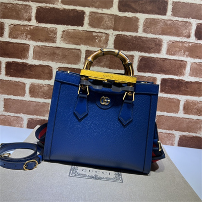 Gu.cci Diana Small Tote Bag Blue Leather 2 Straps 702721
