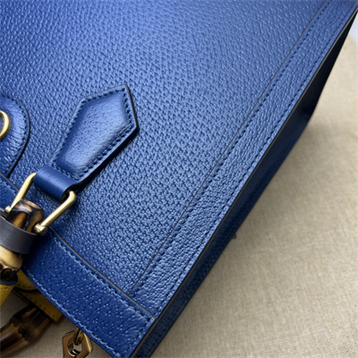 Gu.cci Diana Small Tote Bag Blue Leather 2 Straps 702721