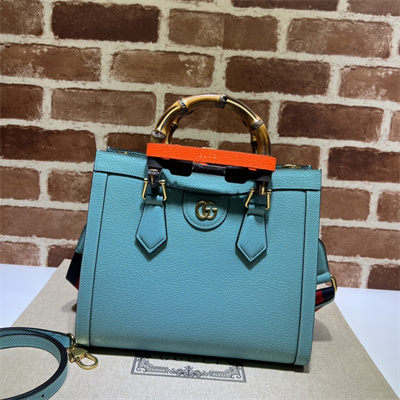Gu.cci Diana Small Tote Bag Blue Leather 2 Straps 702721