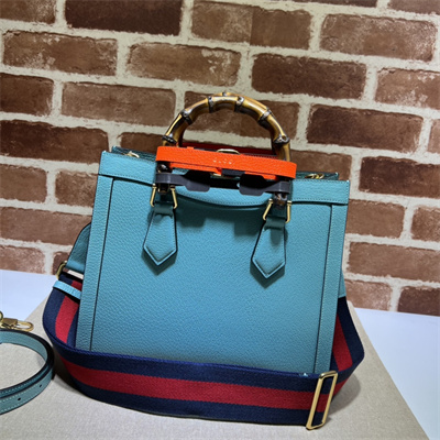 Gu.cci Diana Small Tote Bag Blue Leather 2 Straps 702721