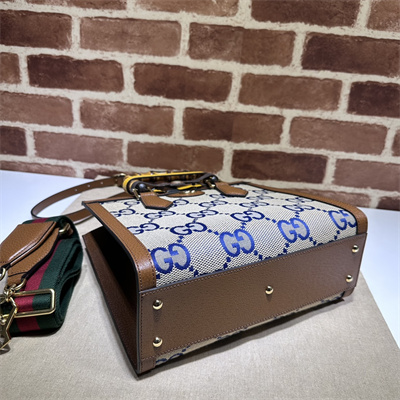 Gu.cci Diana Blue Jumbo GG Small Tote Bag 2 Straps 702721