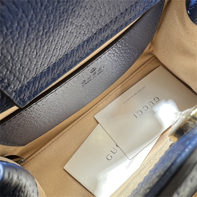 Gu.cci Diana Mini Tote Bag Blue Leather 2 Straps 702732