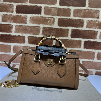 Gu.cci Diana Small Shoulder Bag Brown Leather 735153