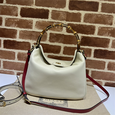 Gu.cci Diana Medium Shoulder Bag White Leather 746124