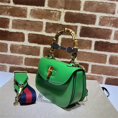 Gu.cci Bamboo 1947 Small Top Handel Bag Green Leather 675797