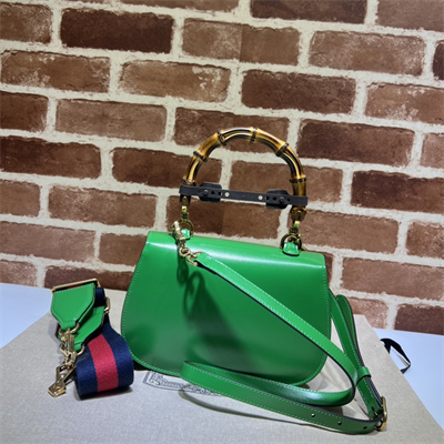 Gu.cci Bamboo 1947 Small Top Handel Bag Green Leather 675797