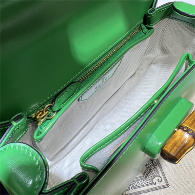 Gu.cci Bamboo 1947 Small Top Handel Bag Green Leather 675797