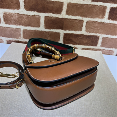 Gu.cci Bamboo 1947 Small Top Handel Bag Vintage Brown Leather 675797