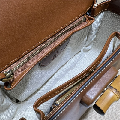 Gu.cci Bamboo 1947 Small Top Handel Bag Vintage Brown Leather 675797