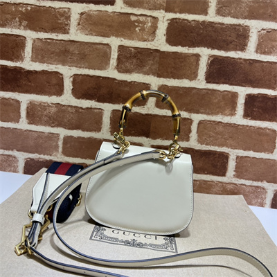 Gu.cci Bamboo 1947 Mini Top Handle Bag White Leather 686864