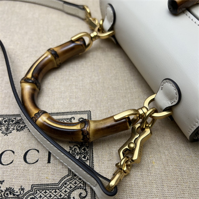 Gu.cci Bamboo 1947 Mini Top Handle Bag White Leather 686864