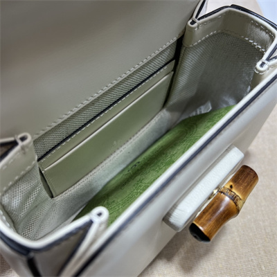 Gu.cci Bamboo 1947 Mini Top Handle Bag White Leather 686864