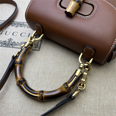 Gu.cci Bamboo 1947 Mini Top Handle Bag Vintage Brown Leather 686864
