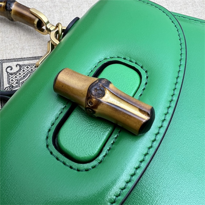 Gu.cci Bamboo 1947 Mini Top Handle Bag Green Leather 686864