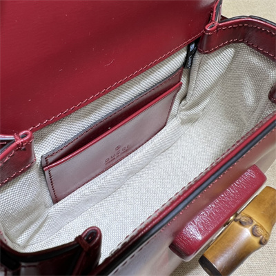Gu.cci Bamboo 1947 Mini Top Handle Bag Dk Red Leather 686864