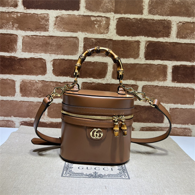 Gu.cci Mini Bamboo Shoulder Bag Brown Leather 760200