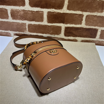 Gu.cci Mini Bamboo Shoulder Bag Brown Leather 760200