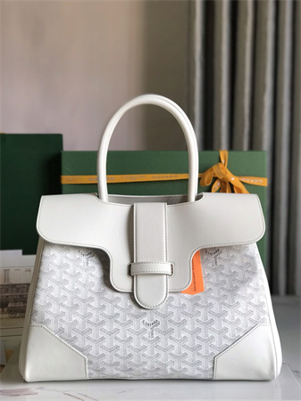 Goyard Saigon Tote Bag Goyardine Canvas & Chevroches Calfskin White