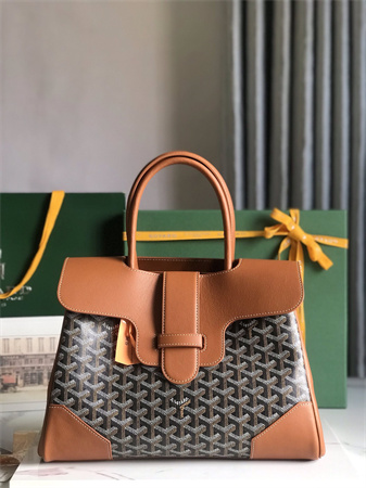 Goyard Saigon Tote Bag Goyardine Canvas & Chevroches Calfskin Black/Tan