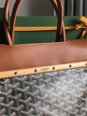Goyard Saigon Tote Bag Goyardine Canvas & Chevroches Calfskin Black/Tan
