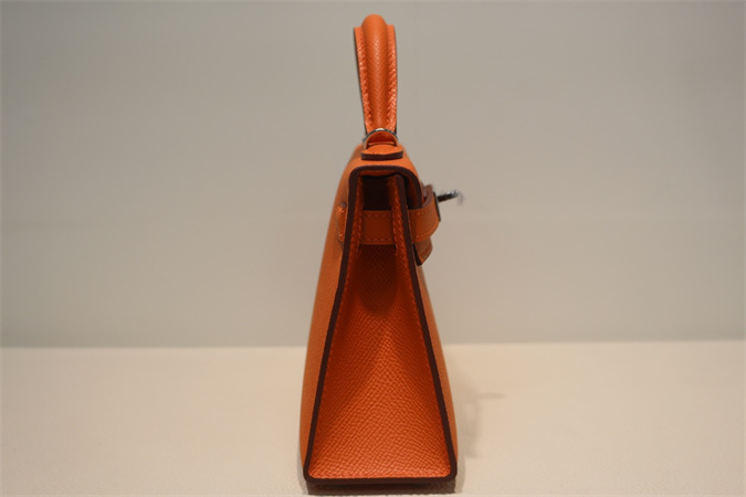 Kelly Mini II Bag Epsom Leather Gold/Silver Hardware In Orange Color HS