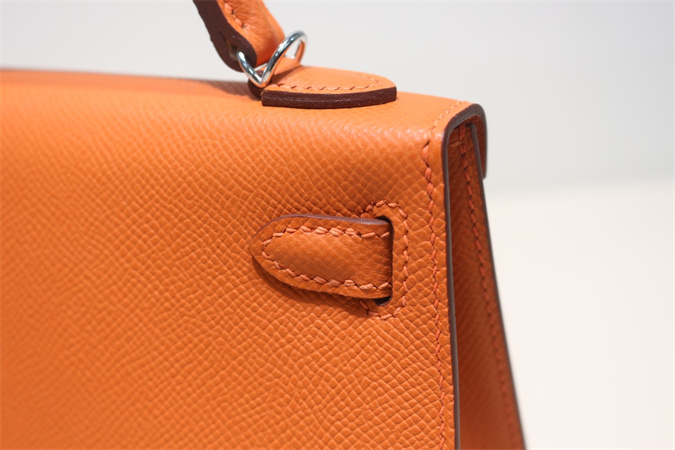 Kelly Mini II Bag Epsom Leather Gold/Silver Hardware In Orange Color HS