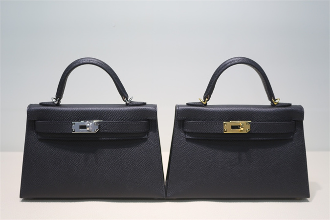 Kelly Mini II Bag Epsom Leather Gold/Silver Hardware In Black Color HS