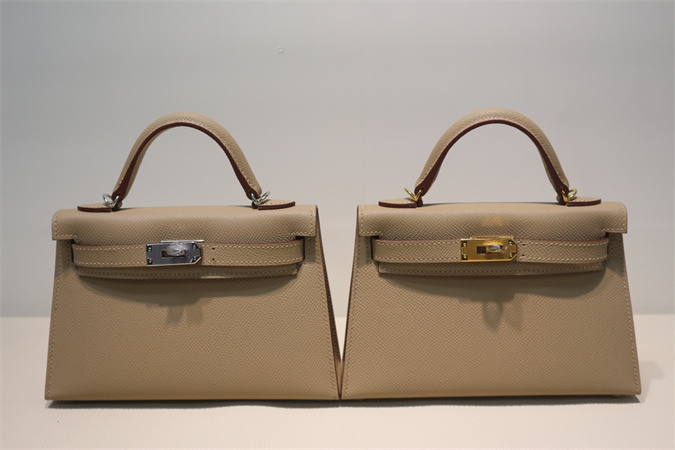 Kelly Mini II Bag Epsom Leather Gold/Silver Hardware In Trench Color HS