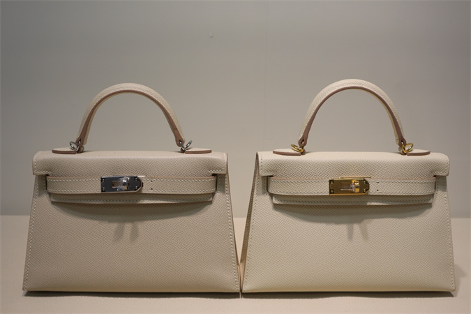 Kelly Mini II Bag Epsom Leather Gold/Silver Hardware In Craie Color HS