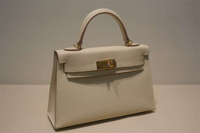 Kelly Mini II Bag Epsom Leather Gold/Silver Hardware In Craie Color HS