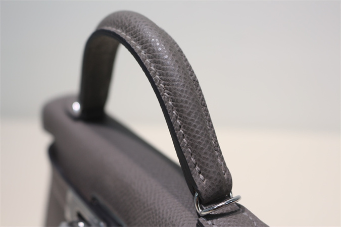 Kelly Mini II Bag Epsom Leather Gold/Silver Hardware In Etain Color HS