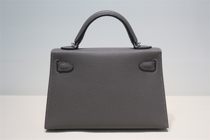 Kelly Mini II Bag Epsom Leather Gold/Silver Hardware In Etain Color HS