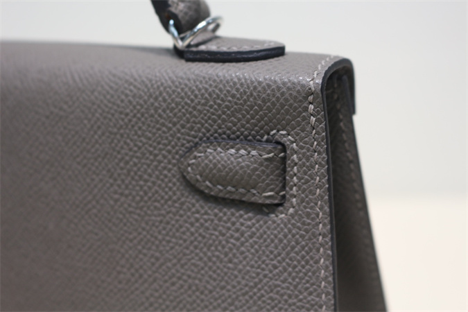Kelly Mini II Bag Epsom Leather Gold/Silver Hardware In Etain Color HS