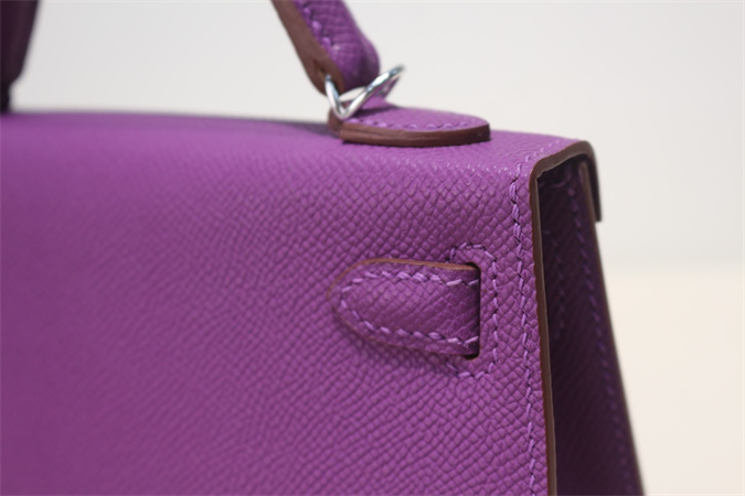 Kelly Mini II Bag Epsom Leather Gold/Silver Hardware In Anemone Color HS